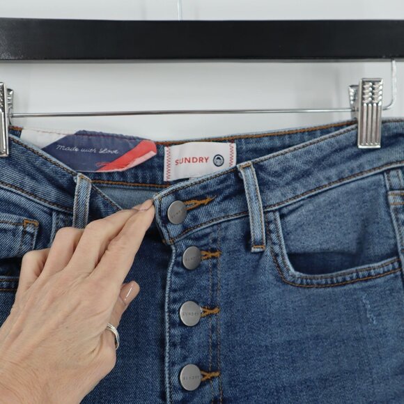 Sundry Button Fly Jeans Womens 24 Blue Boho Hippie 70S Casual Chic Retro Playful - Picture 8 of 10